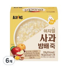 엘빈즈 유아용 이지밀 실온이유식, 사과밤배, 220g, 6개