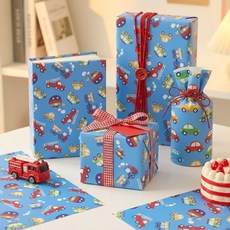 Lead home 生日禮物 捲筒包裝紙 70 x 100 cm 3入 + 雙面膠帶組, 04 噗噗叭叭, 2套