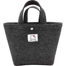 Hello Kitty 凱蒂貓 時尚毛氈布購物袋, 黑色, 36 x 23.5 x 12cm