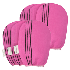 YBHOME 去角質搓澡巾 連指手套 義大利搓澡巾, 粉紅色, 6個, 1入