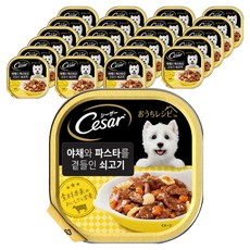 시저 야채와 파스타를 곁들인 쇠고기 습식사료, 소, 100g, 24개