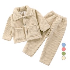 Kids Day 兒童法蘭絨羅紋睡眠睡衣上下套裝