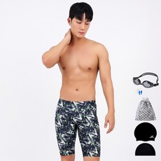 AQUATICA 男款印花泳褲泳鏡泳具組 6件組