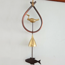 쿠칭아일랜드 행운 솟대 소코뚜레 한국 핸드메이드 동 99.9% 풍경종, 골드 + 브라운