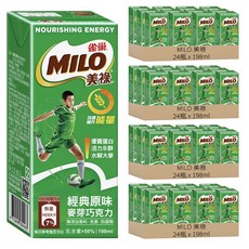 MILO 美祿 經典原味巧克力麥芽飲品, 198ml, 96入
