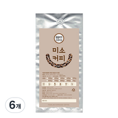 미소커피 콜롬비아 수프리모 원두 커피, 홀빈(분쇄안함), 500g, 6개