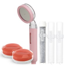 Duvel Wise Eye 維他命沐浴粉粉色 + 多汁葡萄柚香氛過濾器 2p + Cedi 過濾器 2p + 碳過濾器套裝, 粉色, 1組