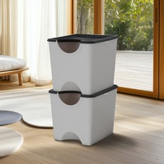 플라팜 에코홀릭 분리수거함 30리터 2단, 그레이, 2개