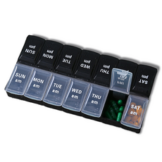 하비에 휴대용 요일별 알약 케이스 블랙, 1개