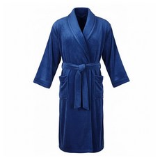 收納王妃 珊瑚絨男女浴袍 睡袍, 深寶藍, 1件