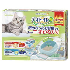 unicharm pet Deo-toilet 清新消臭 半罩式貓砂盆組，99.9%抗菌, 藍色, 40 x 52.5 x 26cm, 1組