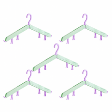 Harmony Mall 折疊式曬衣夾 旅行用衣架, 綠色, 5個