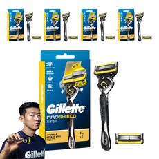 Gillette 吉列 正品鋒護黃色手動刮鬍刀柄 + 刀片2入組, 5套