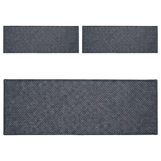 半島良品 亞麻款 止滑樓梯墊 3入, 黑白色