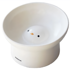 PURROOM 寵物陶瓷食盆 小雞湯圓, 1個, 白色