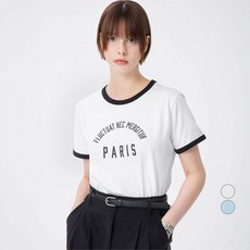 ELLE PARIS 여성용 Paris 링거 반팔 티셔츠