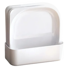 多用途果盤吐骨碟 14.5x14.5x1.5cm (附收納盒底座), 白色, 6個