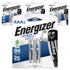 에너자이저 얼티메이트 리튬 AAA건전지, 2개입, 4개