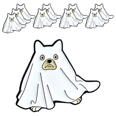 萬聖節胸針/別針 金屬, 金屬小狗幽靈 白色, 10個