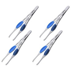 專業藍柄斜型眉夾, 隨機出貨, 4個