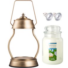 YANKee CANDLe 大罐蠟燭 + Genius 神燈融蠟燈 + 鹵素燈泡 2入, 潔淨棉, 皇家復古