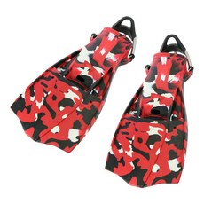 AQUATEC 潛水蛙鞋 迷彩噴射蛙王 負浮力 不鏽鋼彈簧帶 FN-400S-MCS-RD, 紅色