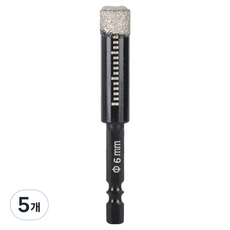 공구엔 타일홀쏘 포세린 대리석 타일 기리 육각 다이아몬드 융착코어비트 6mm, 5개