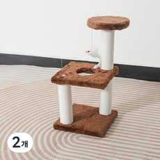 데이소이 고양이 미니 면 캣타워 스크래쳐, 브라운, 2개