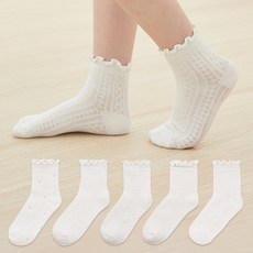 베이스알파에센셜 여아용 퓨어 메쉬 프릴 양말 5종 세트
