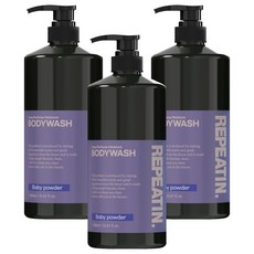 Repeatin 深層香氛保濕泛醇弱酸性沐浴乳 寶寶爽身粉香, 3瓶, 1L