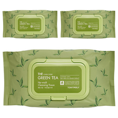 TONYMOLY 水潤綠茶免沖洗卸妝濕紙巾, 100張, 3包
