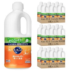 Kao 花王 Cucute 珂珂透 餐具洗碗精補充瓶 柑橘香, 1.25L, 18瓶
