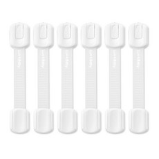 嬰兒多功能抽屜安全鎖扣, 白色, 6入