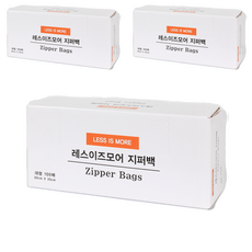 레스이즈모어 지퍼백, 대(L), 100개입, 3개