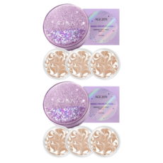 에이지투웨니스 샤이닝 드롭스 에디션 뉴오리지널 에센스 커버 팩트 케이스 퍼플 + 리필 12.5g x 3p, 21호 화이트라떼, 2개