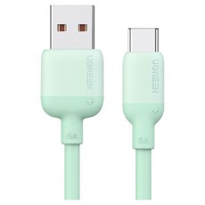 UGREEN 綠聯 USB-A 2.0 to USB-C 快充傳輸線, 1m, 薄荷綠, 1條