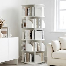 코멧 회전 원형 책장, 화이트, 5단