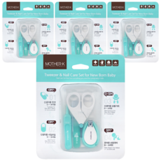 마더케이 영유아 핀셋 네일케어 4종 세트, 민트, 화이트, 4세트