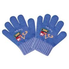 孩童卡通汽車分指保暖針織手套 30g 藍色, 11 x 13 x 3.5cm, 1雙