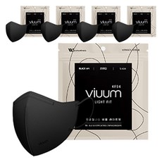 viuum 푸름웰니스 라이트핏 새부리형 마스크 대형 KF94, 25개입, 5개, 블랙