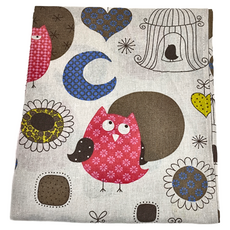 LASSLEY 蕾絲妮 日式棉麻門簾, 長(150 x 90cm), 花漾貓頭鷹