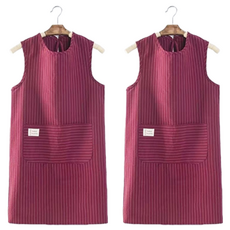 Allwaili 橫條紋 條紋 口袋無袖圍裙 TSP1512, 紅色, 2個