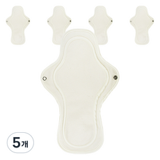 eechae 純棉蝶翼型衛生棉 象牙白, 5個, 5枚入, 大型