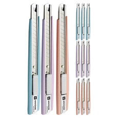 화신 215 커터칼 KN-215P3 소 3p 세트, 블루 + 퍼플 + 피치, 4세트