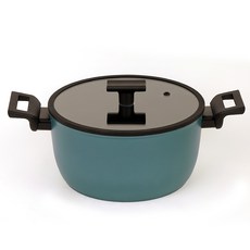 tvs IH電磁爐適用Brillante 3層塗層雙耳鍋, 黑色 綠色, 24cm, 1個