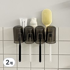 efactory Judy N 免打孔牙刷架 刮鬍刀 牙膏架 + 漱口杯 4入組, 2個, 白色