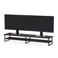 세븐앤씨 2단 수납형 듀얼 높은 우드 선반 모니터 받침대 1000mm, 블랙, 1개