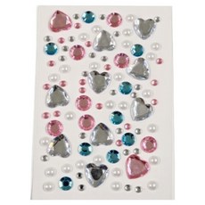 인아트 대용량 다꾸 예쁜 보석 스티커, 핑크화이트하트 + 블루다이아 화이트펄, 1개
