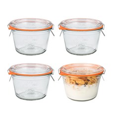 인블룸 노에어 유리 보관밀폐용기 + 클립 + 뚜껑 세트, 350ml, 4개