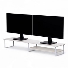 세븐앤씨 2단 반수납형 듀얼 모니터받침대 선반 1000mm, 화이트, 1개
